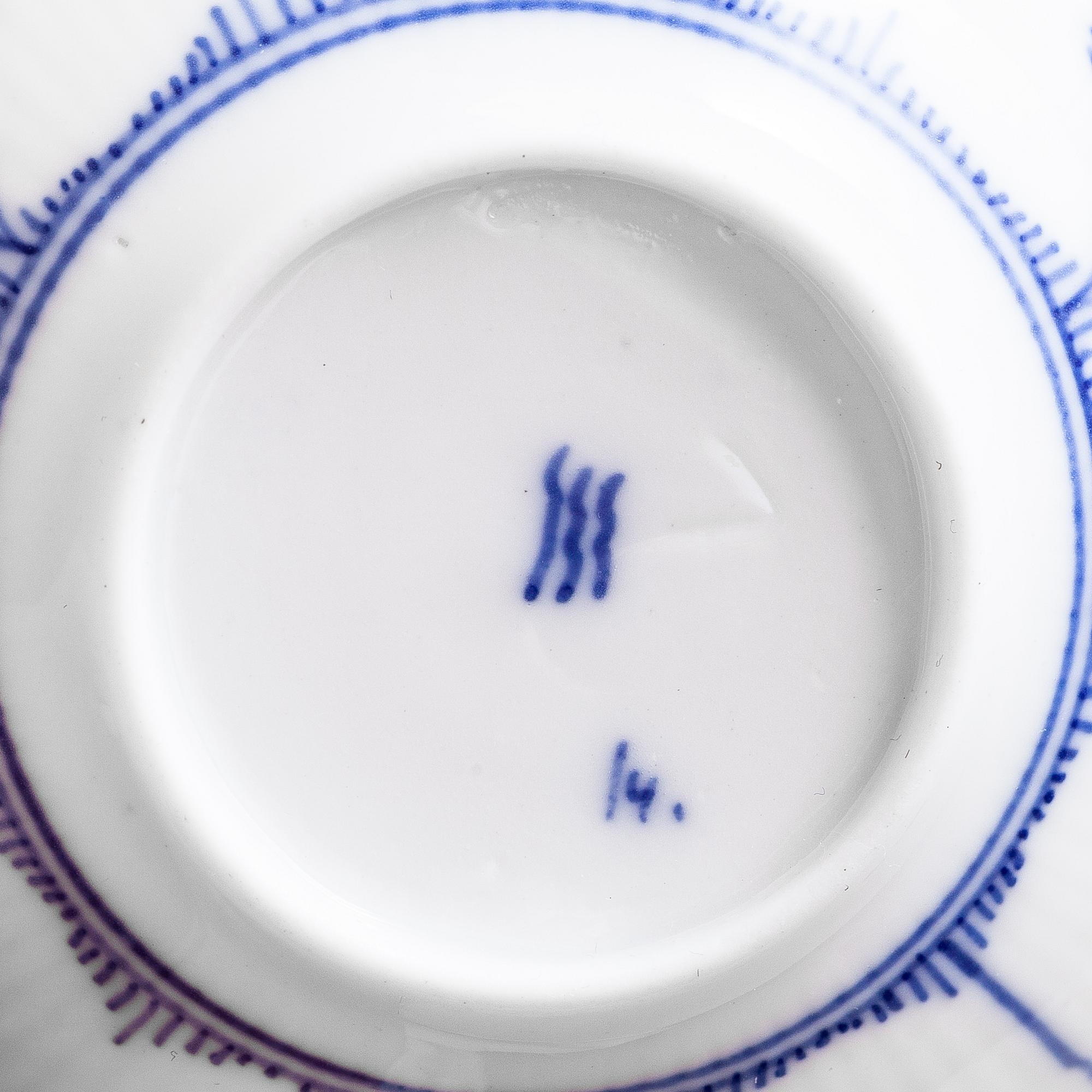 A 73-piece 'Blue Fluted Plain' porcelain tableware set, Copenhagen, Denmark, mostly 1940s-60s.