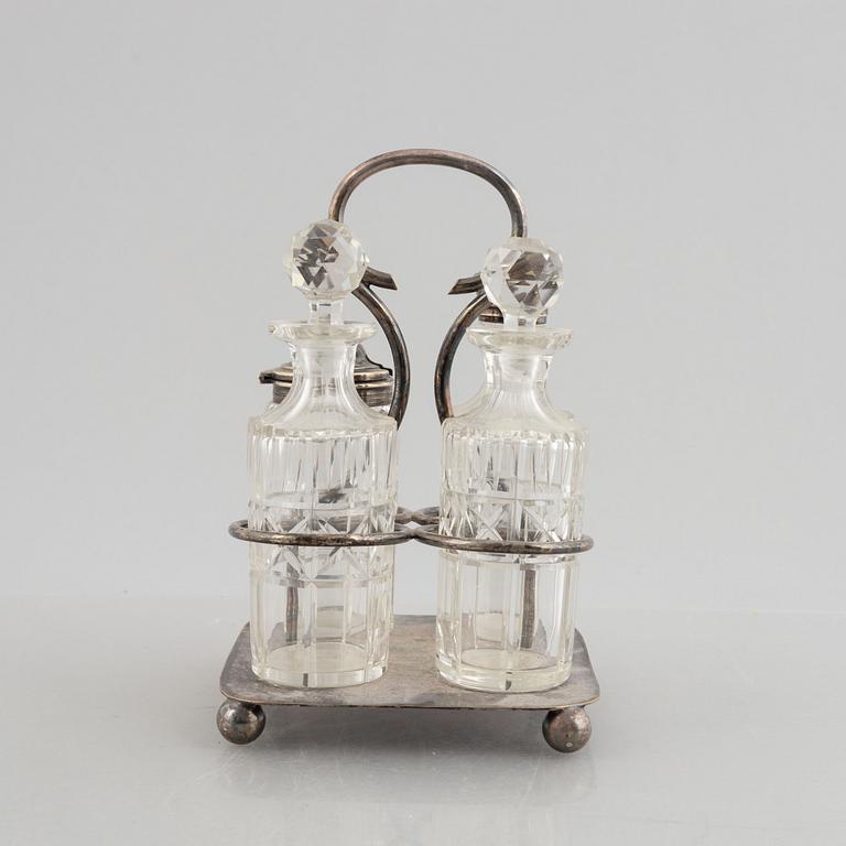 A silver-plate cruet-set, Shefflied, England, first half of the 20th century.