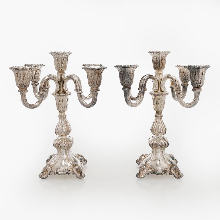 A pair of silver candelabra, Auran Kultaseppä, Turku 1982-83.