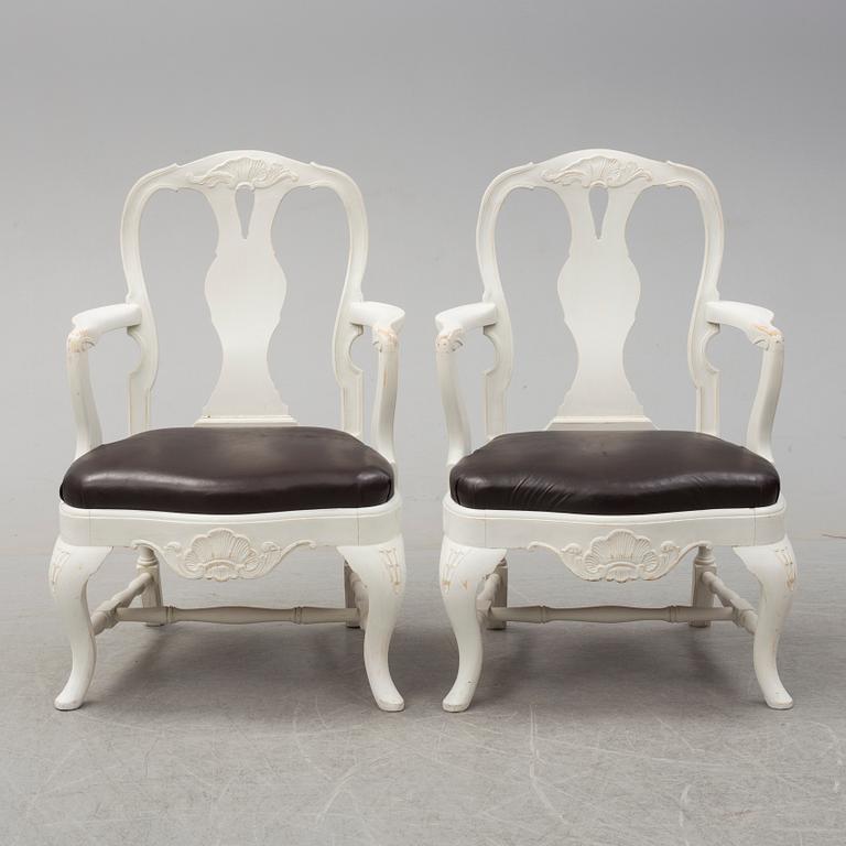 A pair of rococo style chairs, first half of the 20th century.