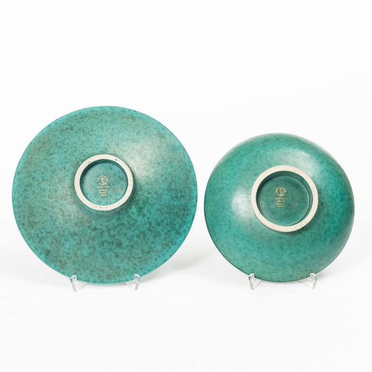 Wilhelm Kåge, An "Argenta" vas and three bowls, Gustavsberg.