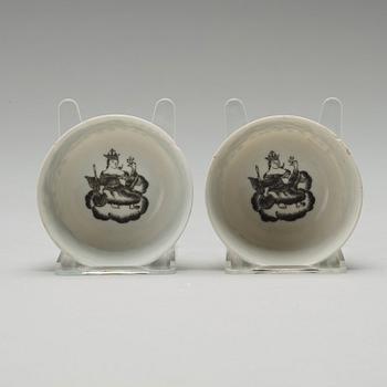 A six part grisaille tea service, Qing dynasty, Qianlong (1736-1795).
