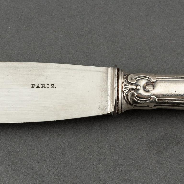 Knivar, 36 st (12+12+12), silver, Frankrike 1800-tal.