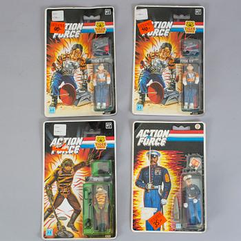 ACTION FORCE / GI JOE, 4 stycken actionfigurer i förpackning, Hasbro, 1988-89.