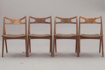 STOLAR, 4 st, "CH29"/"Savbukkestolen", Hans J Wegner.
