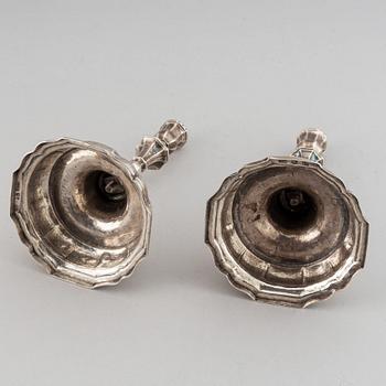 Ljusstakar, ett par, silver, sannolikt Spanien 1700-tal.