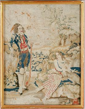 BRODERI, petit point, 1800-talets mitt.