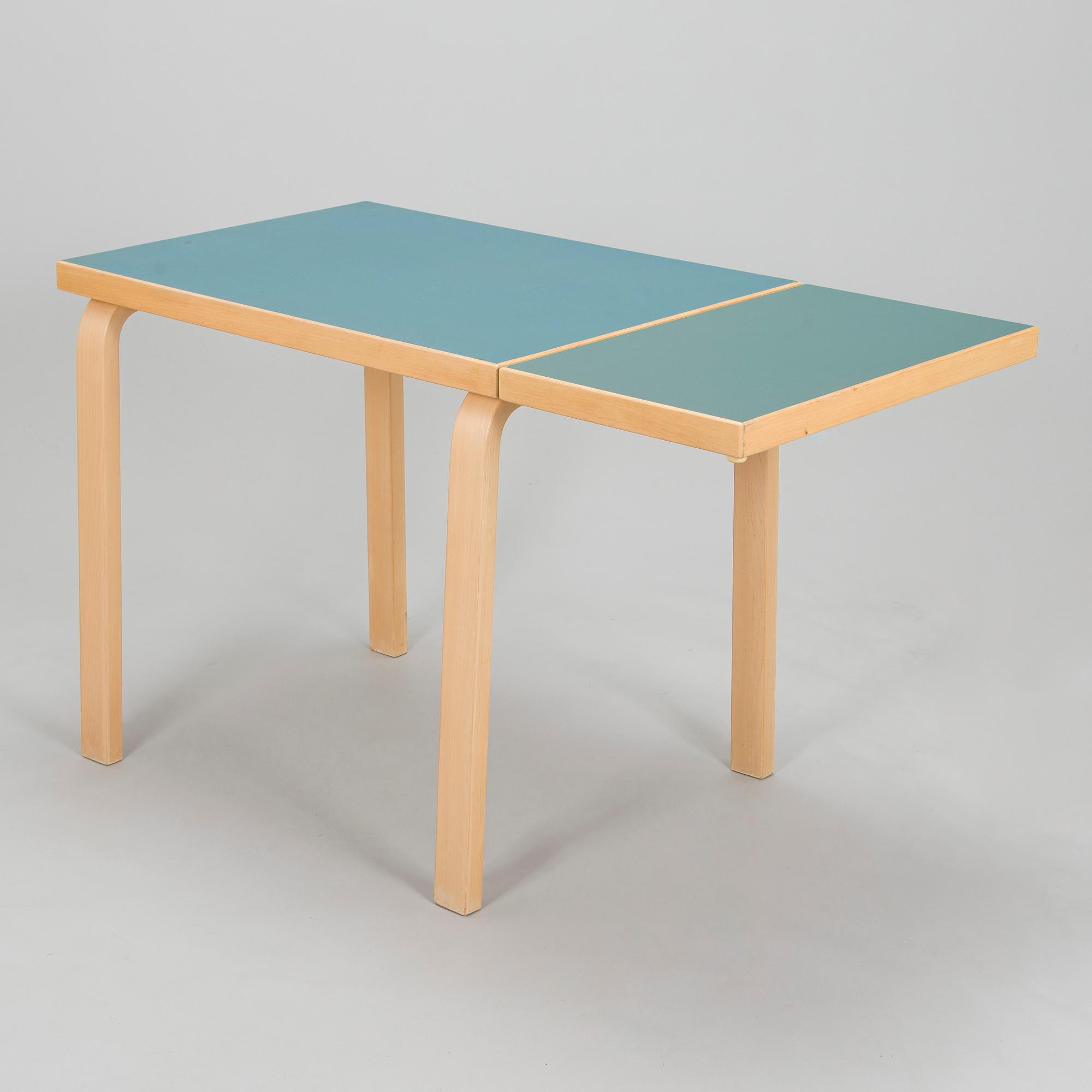 Alvar Aalto, A mid-20th century drop leaf table and three chairs for O.Y. Huonekalu-ja Rakennustyötehdas A.B.