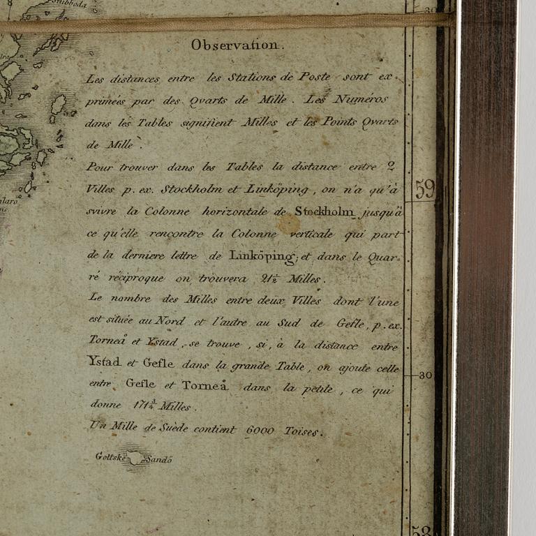 KARTA öfver Landswägarna i Sverige av Carl Akrell år 1811.