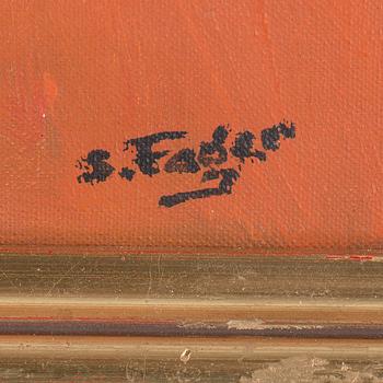 SIXTEN FAGER, olja duk, signerad.