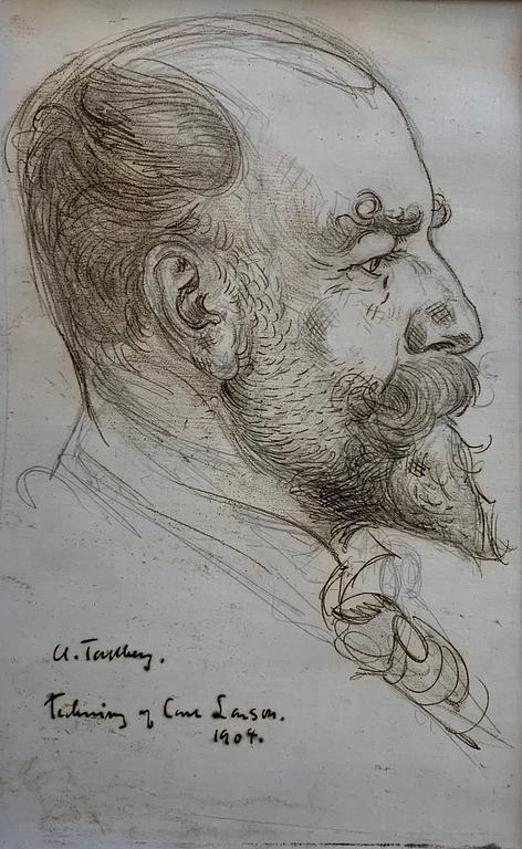 Carl Larsson, Porträtt av professor Axel Tallberg (1860-1928) i profil.