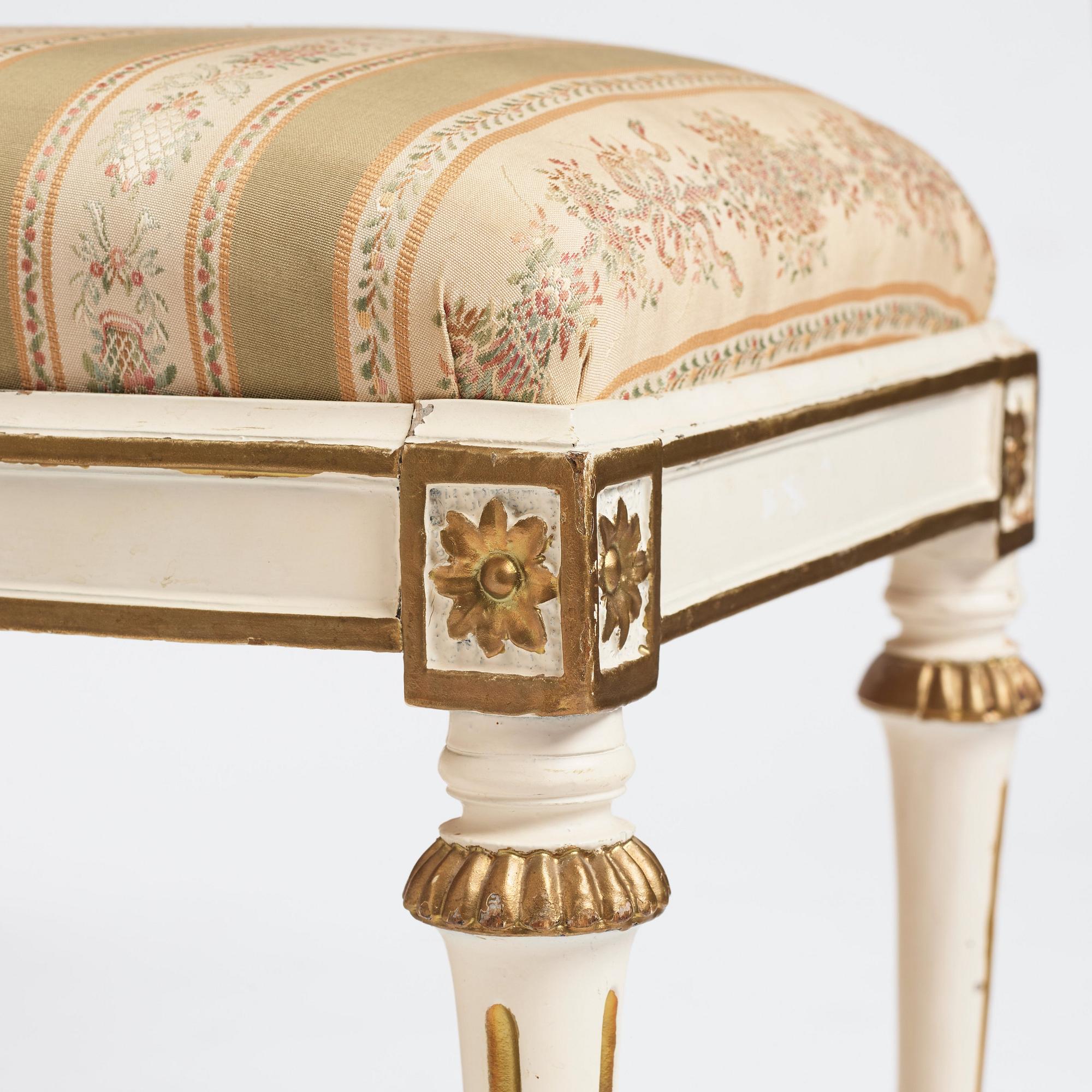 A set of four Gustavian stools by J E Höglander (master in Stockholm 1777-1813).
