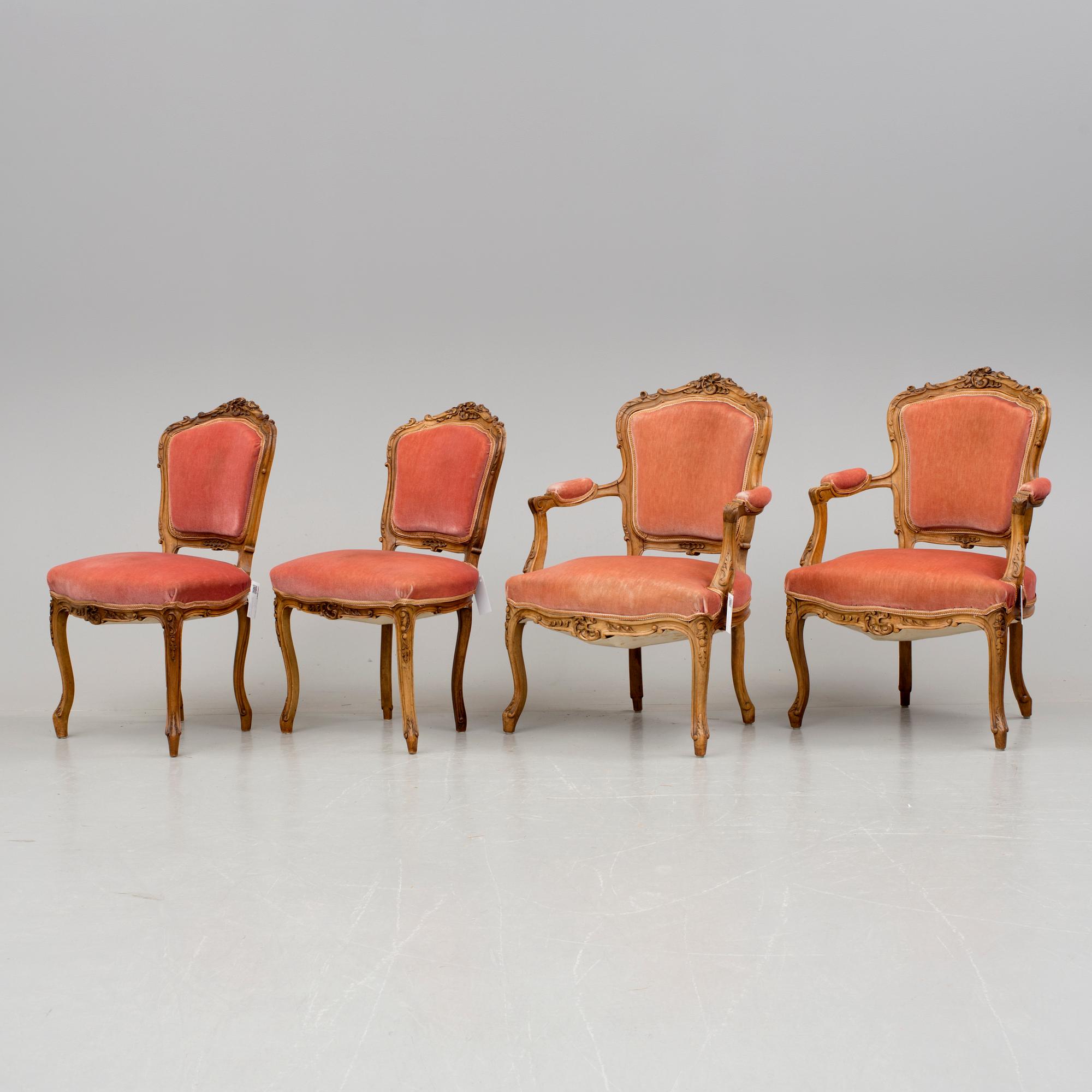 SALONGSGRUPP, 5 delar, nyrokoko, 1800-talets slut.
