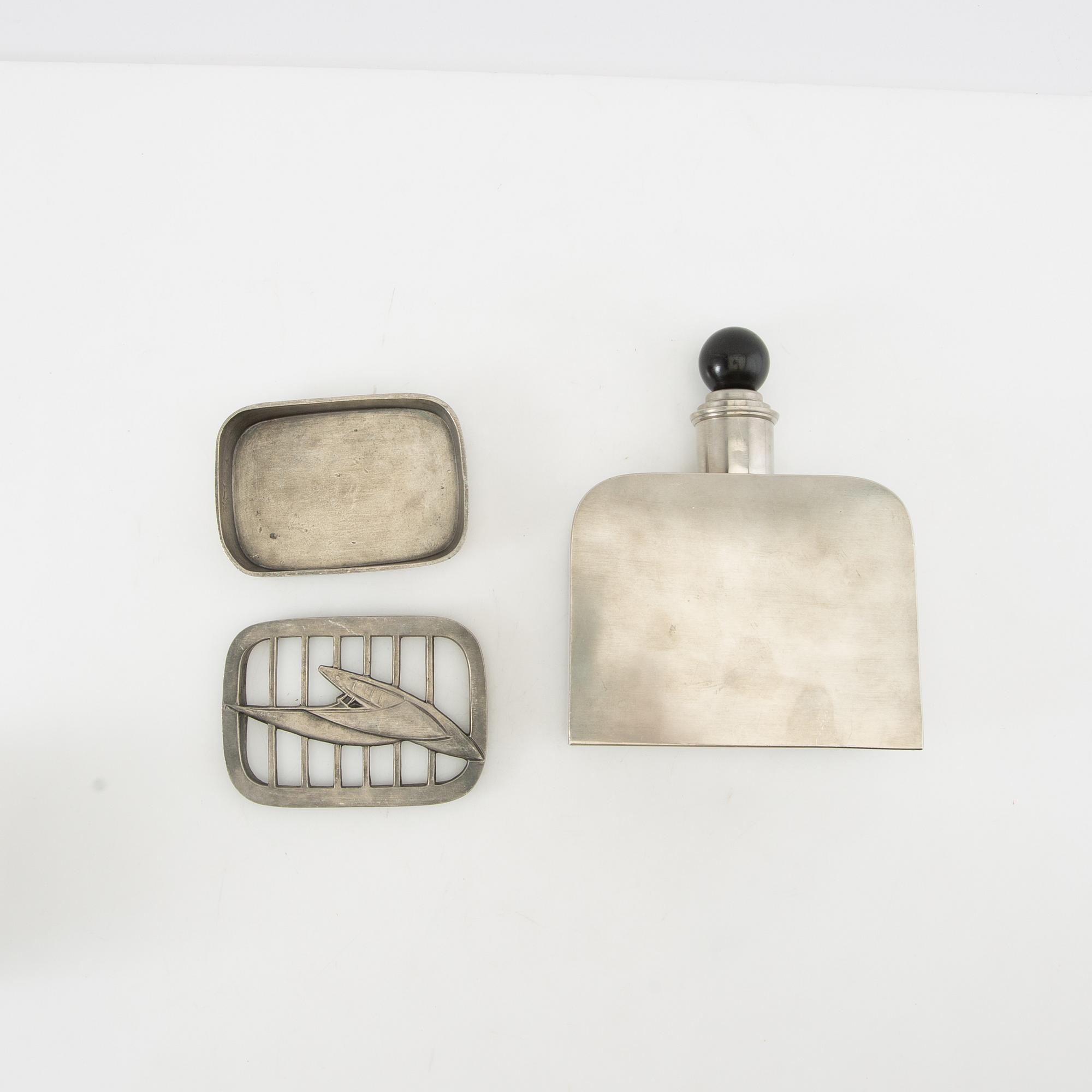 Cigarette case, candlesticks, ashtray, 4 pieces, GAB, 1936 -1938.