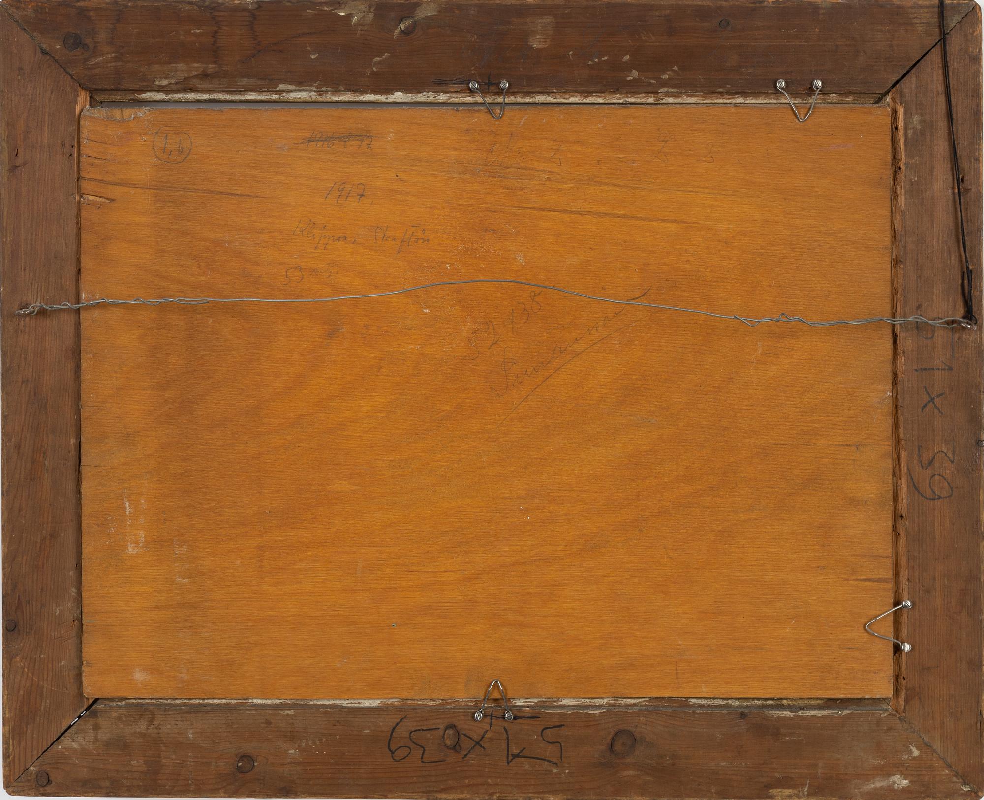 Birger Simonsson, oil on panel, signed BS, dated 1917 verso.