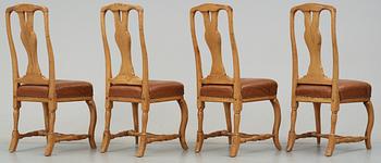 Four Swedish Rococo 18th century chairs.