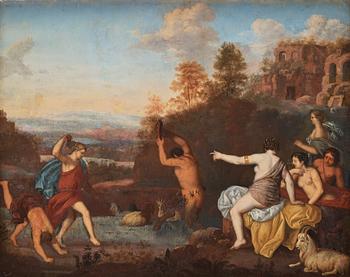 690. Cornelis van Poelenburgh Circle of, Satyre and nymphs.