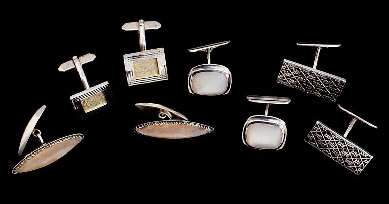 MANSCHETTKNAPPAR, 4 par, silver, bla Ryssland. Total vikt ca 49 g.