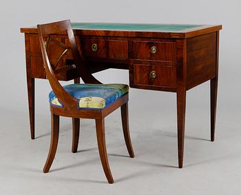 SKRIVBORD SAMT STOL, 1800-talets mitt.