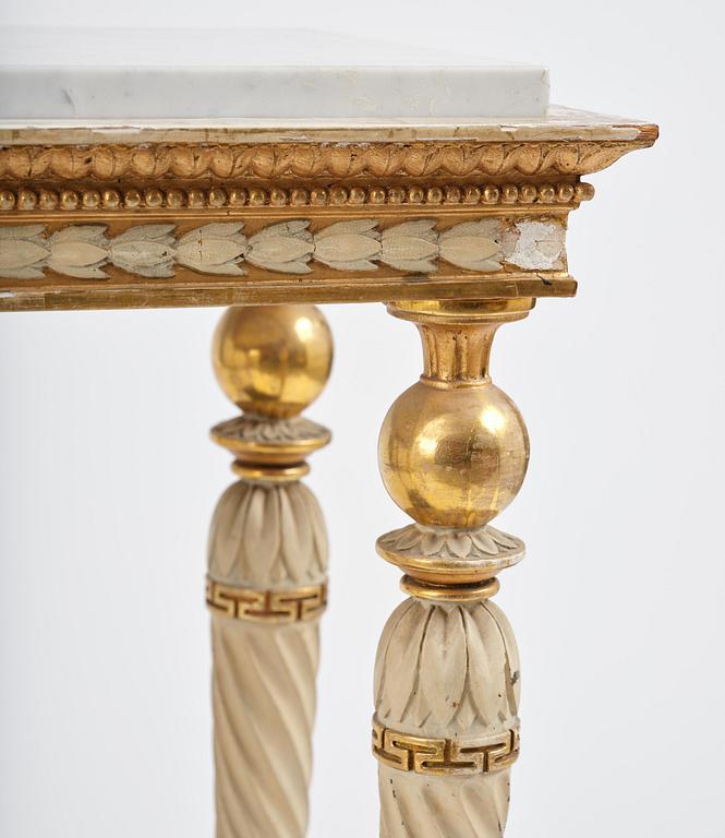 A late Gustavian giltwood console table attributed to Hedberg & Lindblad (active in Stockholm 1802-05).