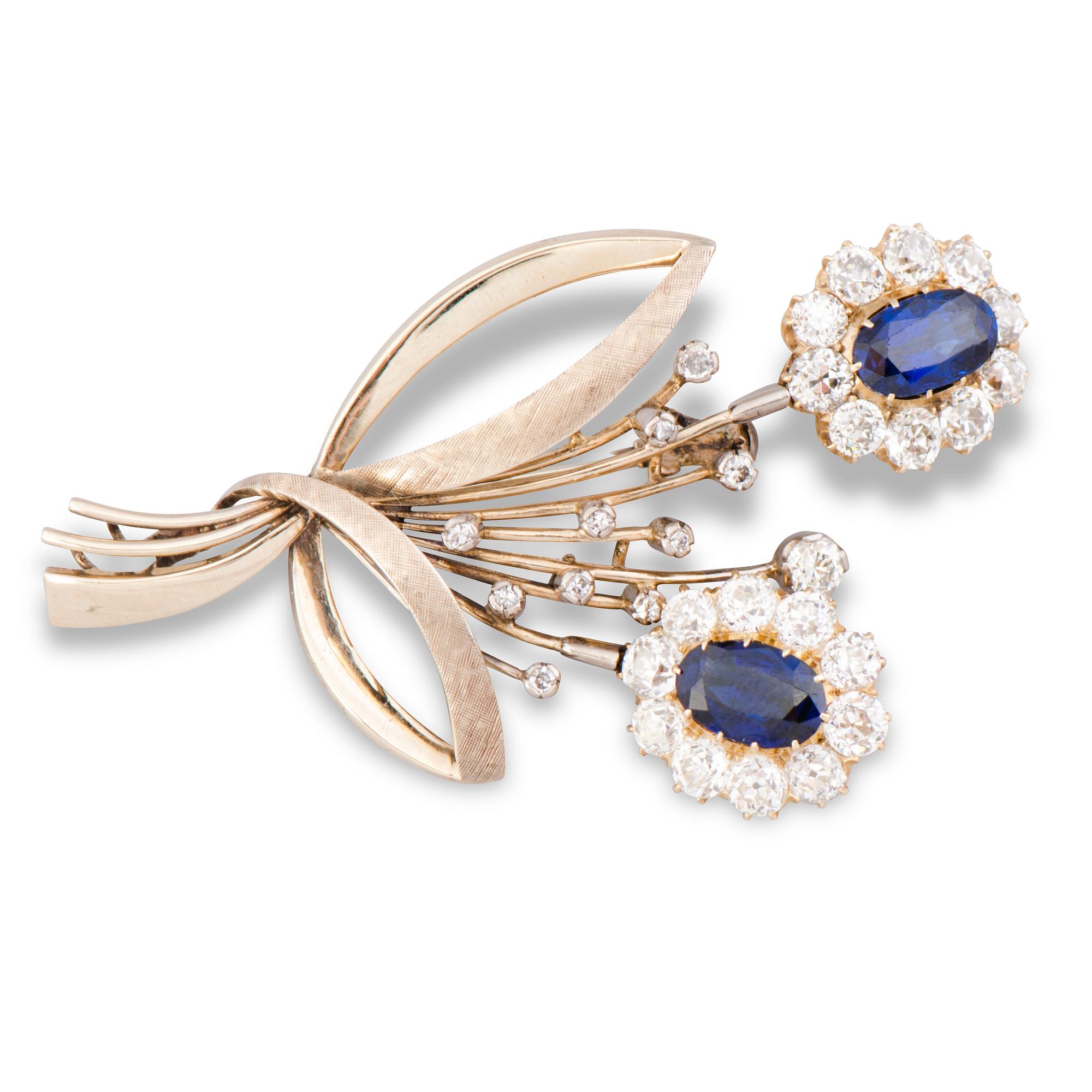 RINTANEULA, viistehiotut safiirit, vanhahiotut timantit, 14K valkokultaa. Palautettu 20.12.