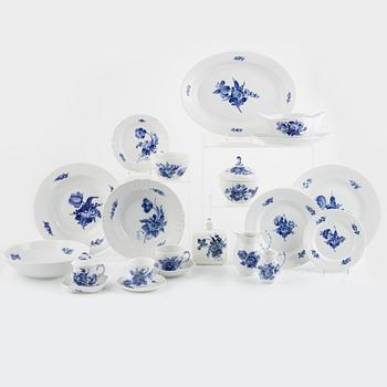 A 57-piece porcelain dinner service, "Blue Flower", royal Copenhagen, Denmark.