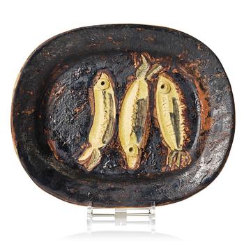 210. Pablo Picasso, a "Trois Sardines" (A.R. 34), faience dish, Madoura, Vallauris, France, post 1948.