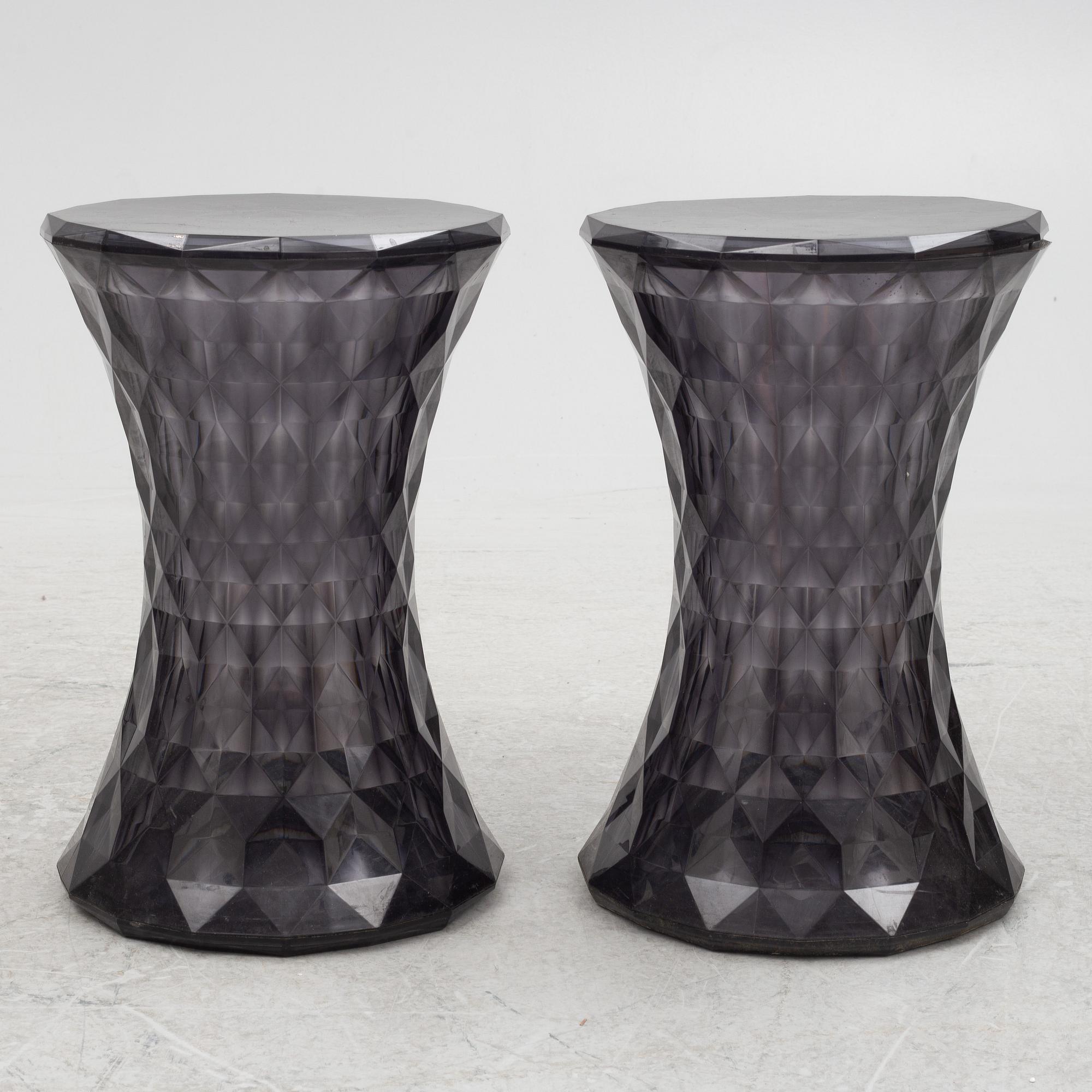 Marcel Wanders, a pair of stools, "Stone", Kartell, contemporary.