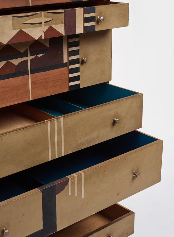 Ingegerd Torhamn, a modernist painted and decorated chest of drawers, Sweden ca 1930.