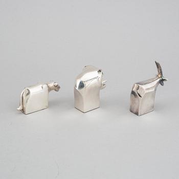 Gunnar Cyrén, three silver plated zinc figurines, Dansk Designs, Japan.