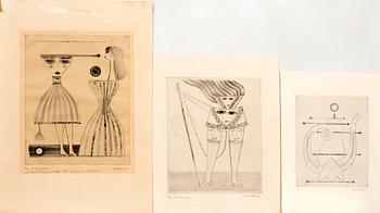 Max Walter Svanberg,  a set of three drypoint signed dated and numbered.