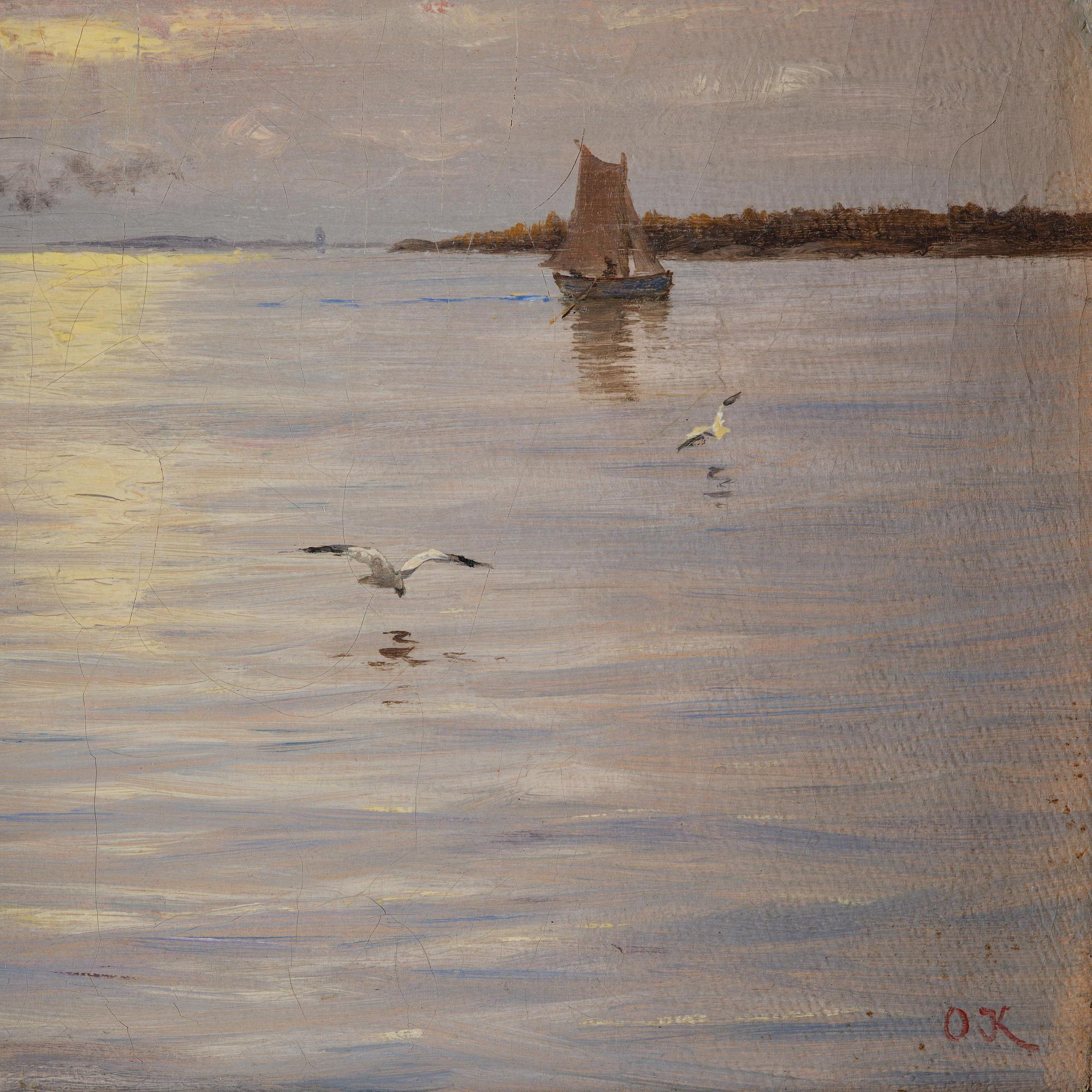 Oscar Kleineh, Skiff on a calm sea.