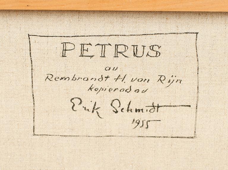 ERIK SCHMIDT 1925-, kopia efter Rembrandt, olja på duk, signerad och daterad 1955.