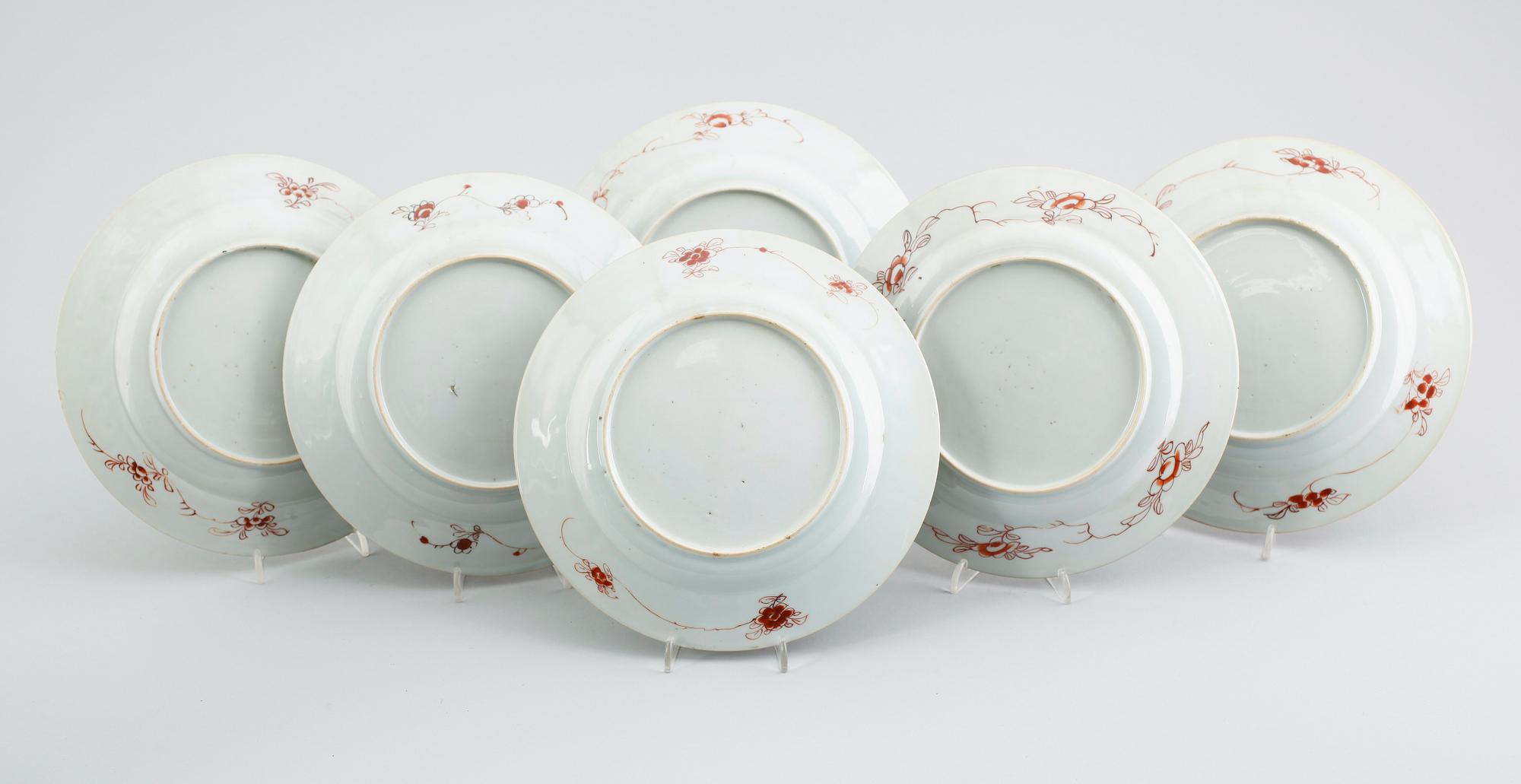 TALLRIKAR, 6 st, porslin, Kina, Qianlong 1736-1795.