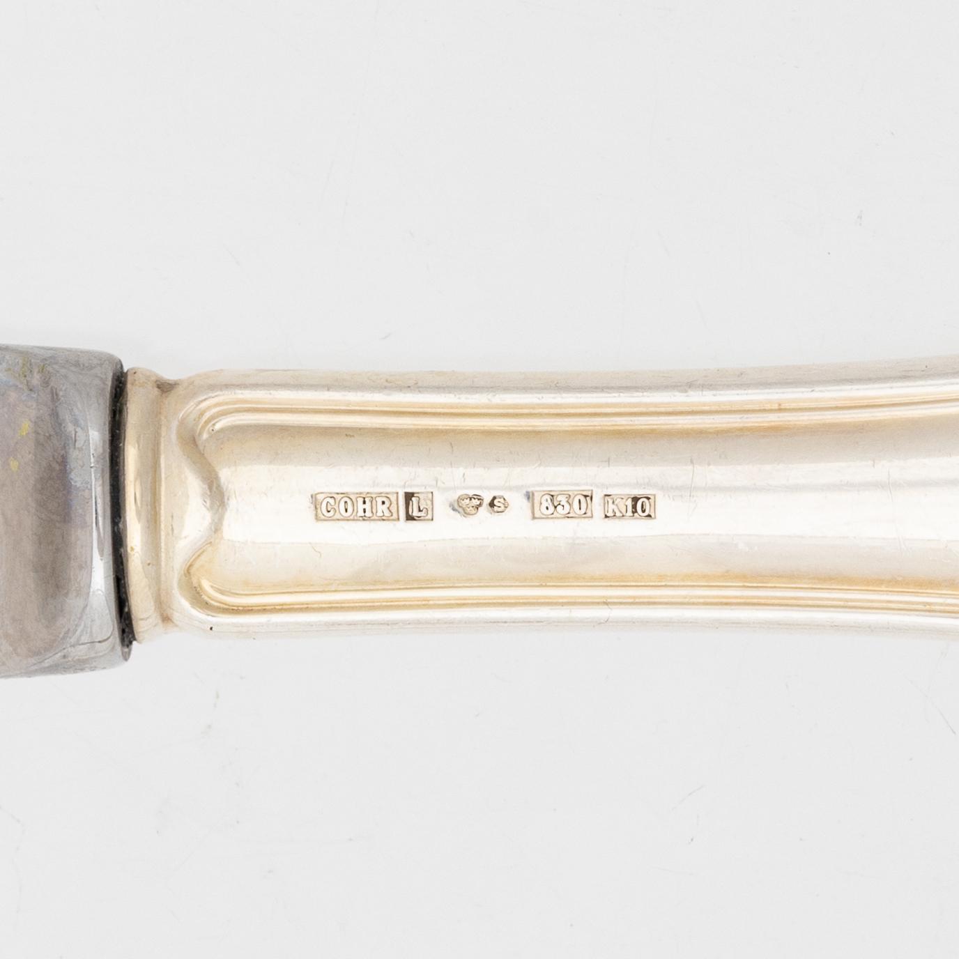 A 57-piece silver cutlery set, model 'Old Danish', Cohr and MEMA, including Lidköping 1994.