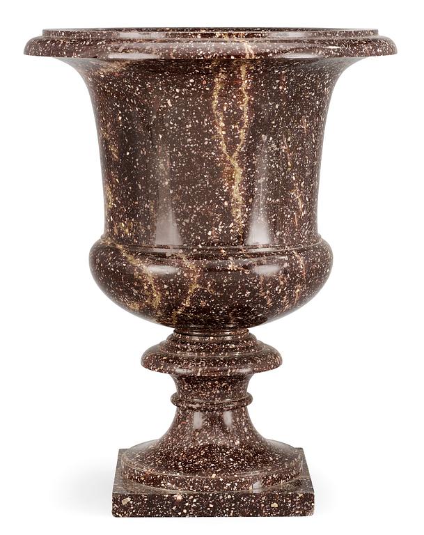 A Swedish Empire 19th Century porphyry urn.