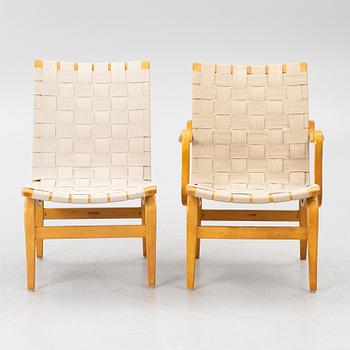 Bruno Mathsson, a matched pair of 'Eva' easy chairs, Firma Karl Mathsson, Värnamo, 1961.