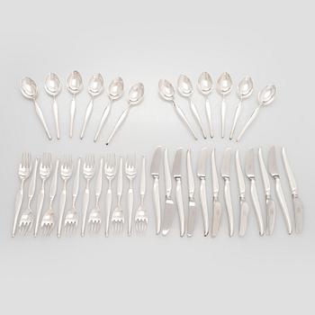 Tapio Wirkkala, A 36-piece 'Hopeasiipi' silver cutlery set, Kultakeskus, Hämeenlinna 1957.