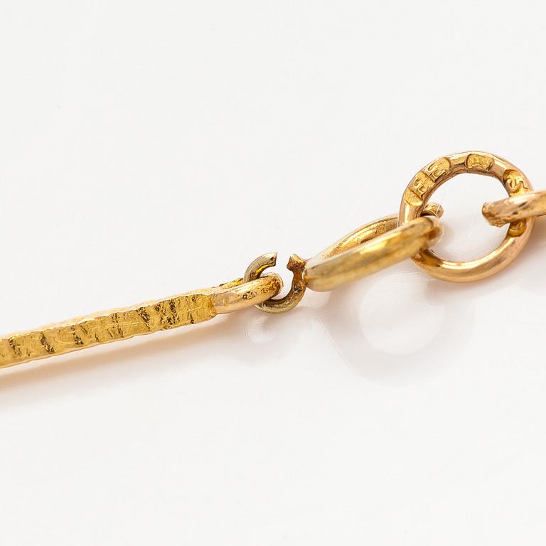 Esko Raitanen, collier, armband och örhängen, 14K guld, Helsingfors 1972.