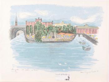 BERGMAN TAUBE, ASTRI. Litografier samt teckningar, 13 st. Sign.