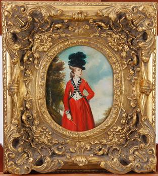 OKÄND KONSTNÄR, olja på pannå. 1800-tal.