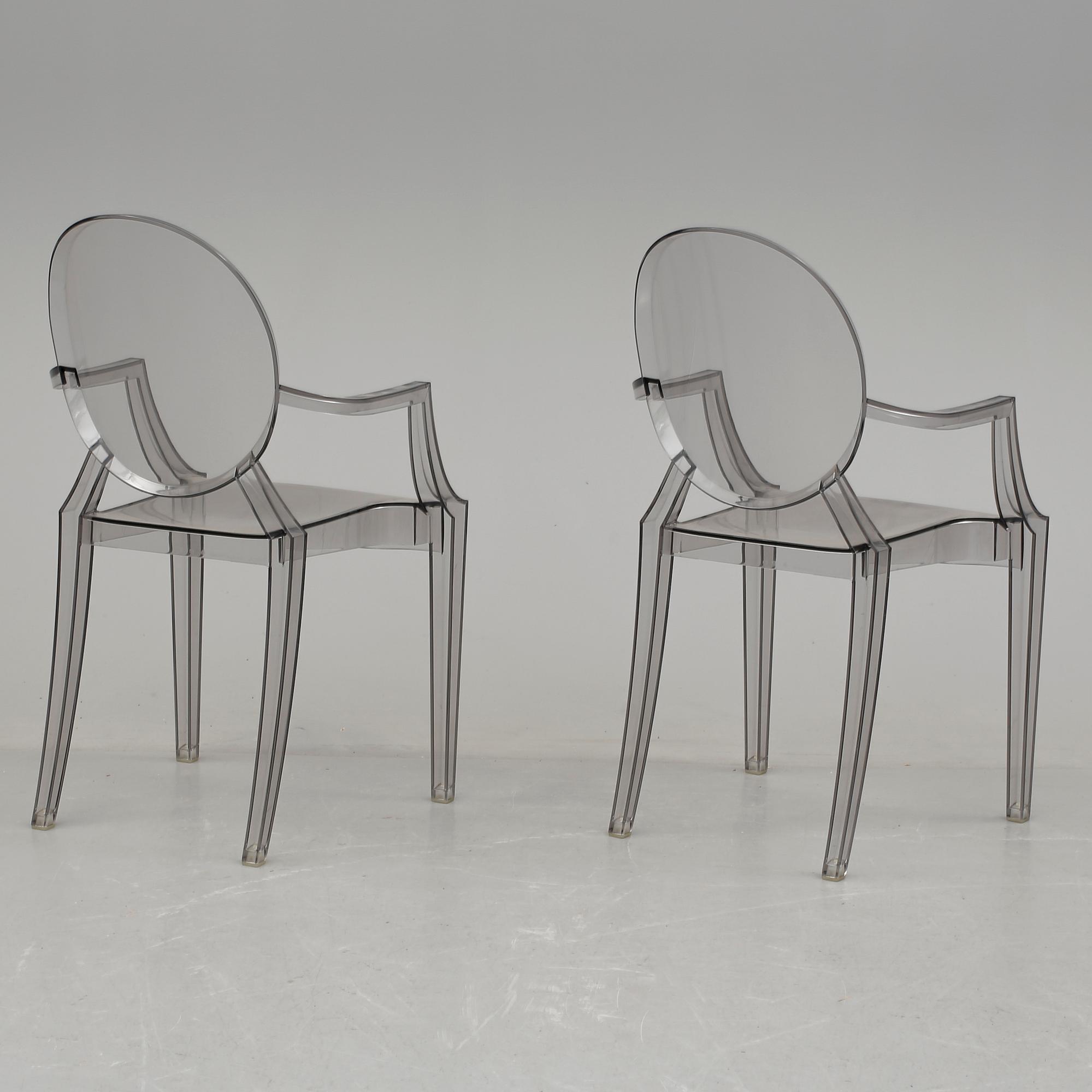 KARMSTOLAR, ett par, "Louis Ghost", Philippe Starck för Kartell.