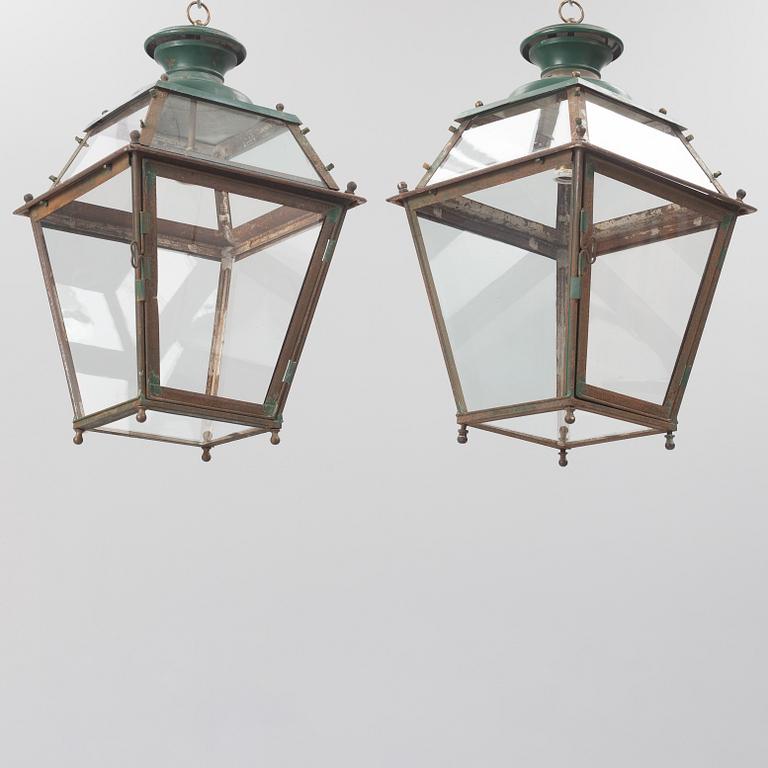 Ceiling lanterns, a pair, 19th century.