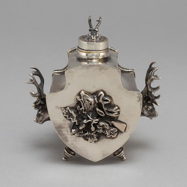 A Russian 19th century silver ink-stand, unidentified, Moscow 1873.  unidentified maker's mark, assayer Viktor Savinkov.