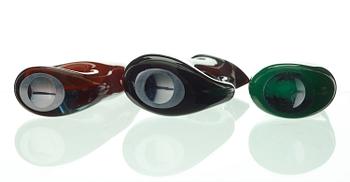 VICKE LINDSTRAND, vaser, 3 st, glas, Kosta, 1950-tal.