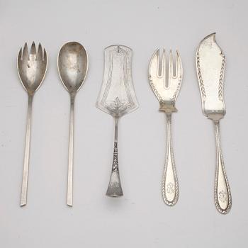 PARTI SILVERBESTICK, 13 delar, mest Tyskland. 1900-tal. Tot ca 816 gram.