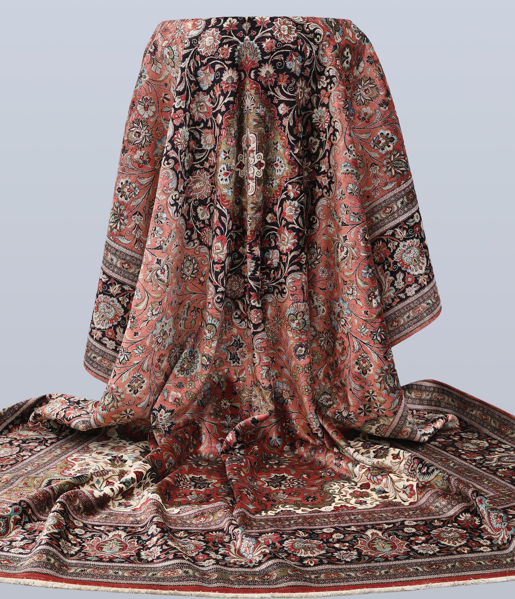 Rug, silk, Ghom, 424 x 307 cm.