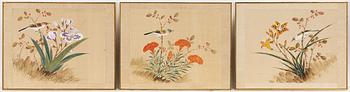 Three paintings on silk, China, mid-20th Century.