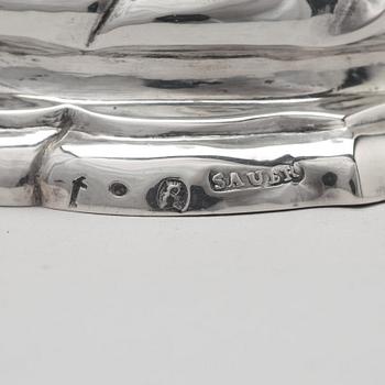 Isak Sauer, ljusstakar, ett par, silver, Stockholm 1755. Rokoko.