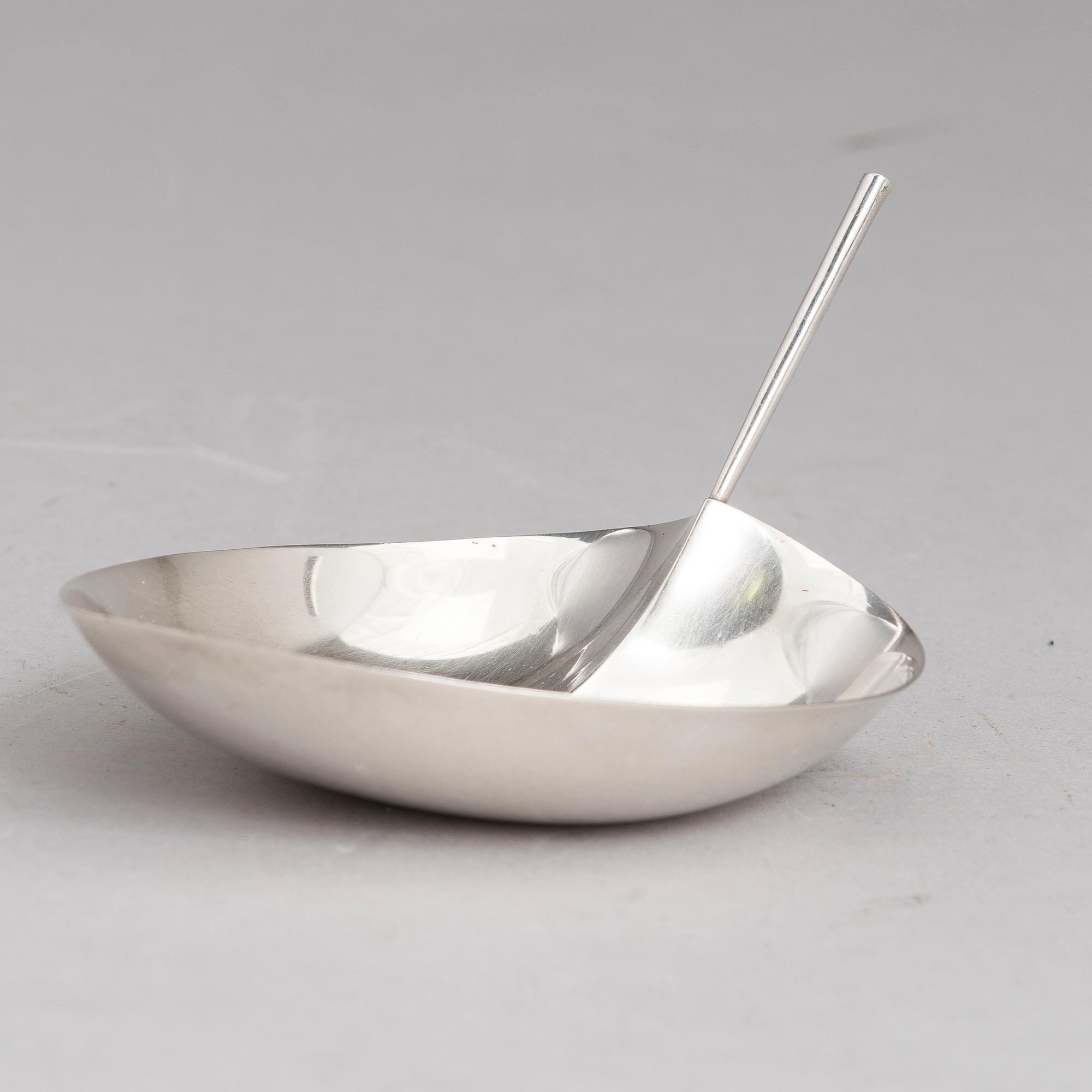 TAPIO WIRKKALA, A leaf shaped silver bowl, marked TW, Hämeenlinna, Finland 1958.